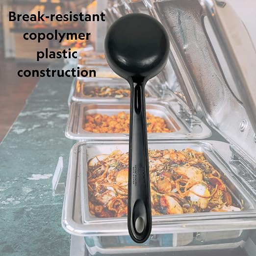 Cook's Rite-Size 6 oz. Solid Round Circle Server Portion Utensil, Copolymer Plastic Heat Resistant Professional Cooking Tool, Black
