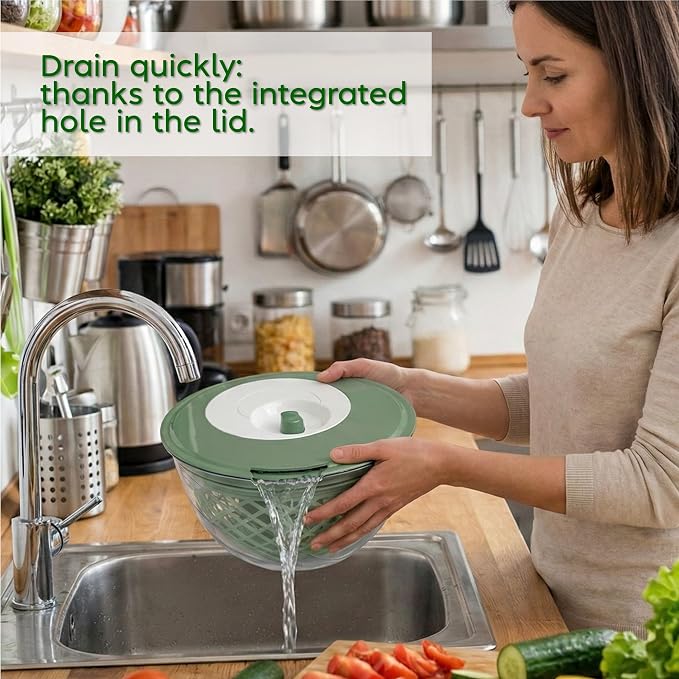 Snips Salad Spinner Spinner 4 LT | Green Colour | Made in Italy | Bpa Free, PP+San