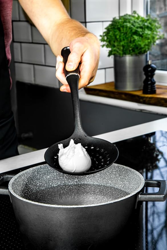MasterClass Kitchen Skimmer Spoon with Soft Grip Handle, Non Stick Safe Nylon, 36 cm