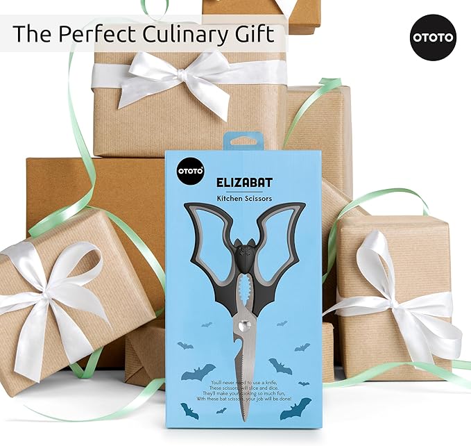 Elizabat Kitchen Scissors - Halloween Goth Cute Bat Kitchen Shears, Gothic Scissors Utensils - Spooky Bats Halloween Gifts, Cute Gadgets, Kitchen Gadgets