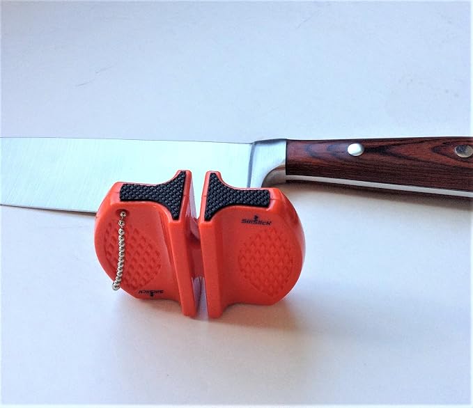 Knife Sharpener Compact And Portable For Easy Storage And Transport - Kitchen Knife Sharpener With Dual Stage Sharpening And Non-slip Base (orange, 3x2.25x1") - Pocket Knife Sharpener