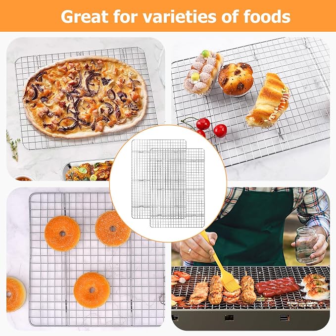 2-Pack Cooling Rack - 11.5"x16.5" Stainless Steel Baking Racks, Oven/Dishwasher Safe - Perfect for Cookies, Roasting, Grilling - Fits Half Sheet & Jelly Roll Pans