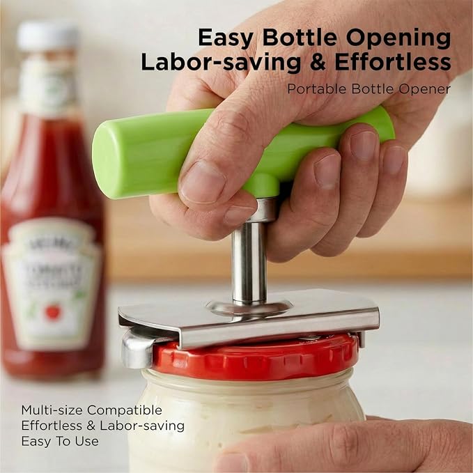 2Pcs Adjustable Jar Opener, Stainless Steel Labor-Saving Can Opener for Weak Hands Seniors, Universal Bottle Lid Gripper Tool for All Size Jars & Bottles