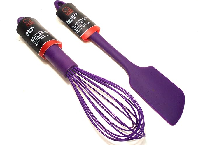 Premium Silicone Wire Whisk & Spatula Set (Purple)