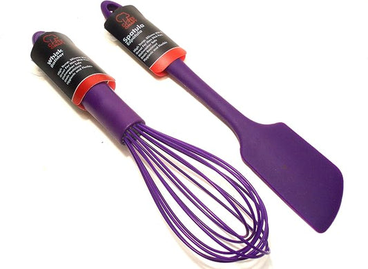 Premium Silicone Wire Whisk & Spatula Set (Purple)