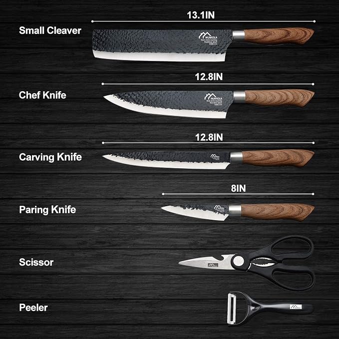 6 Pieces Black Professional Chef Knife Set with Stainless Steel Cutlery | BBQ Knife Set, Ergonomic Design Handle, Gift Box for Festival, Kitchen Essential