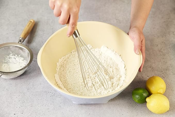 Culinare Naturals C70010 Whisk | Sustainable Bamboo/Stainless Steel | (L)340mm x (W)90mm | Manual Hand Held Whisking Tool/Kitchen Utensil | Metal Balloon Whisk | Not Dishwasher Safe