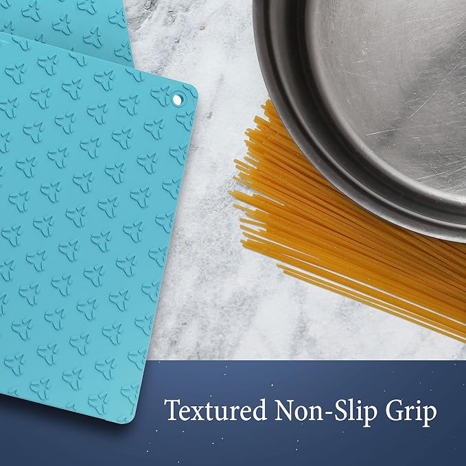 Cosy House Collection 4-Piece Oven Mitt & Pot Holder Set | Heat Resistant Trivet Cooking Gloves - Durable & Comfortable Long-Lasting Silicone - Cooking, Baking & Grilling (Turquoise)