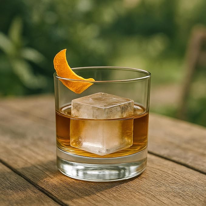 Ice Cube Molds – 2-Pack Silicone Trays for 8 Large Square Cubes – Slow-Melt Ice for Whiskey, Cocktails, Coffee & More (Black_2)