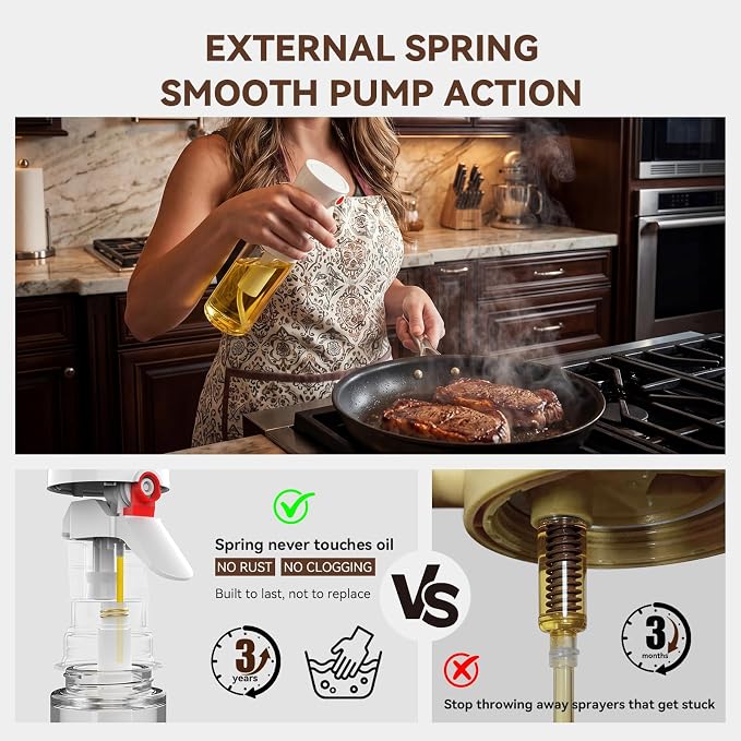 Olive Oil Sprayer for Cooking,Glass Oil Sprayer Mister Spray Bottle, 1g Per Press Oil Spritzer, Olive Oil Spray Bottle Dispenser for Air Fryer, Salad, Grilling, Kitchen Gadgets Essentials Tools