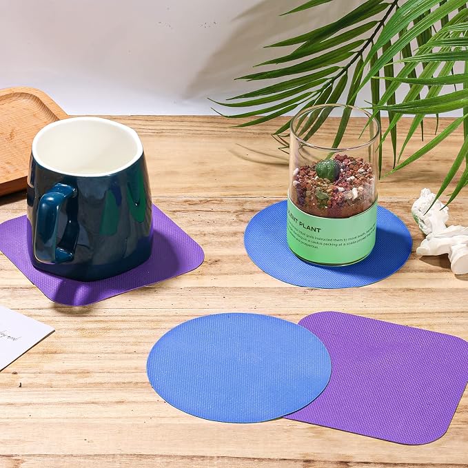 LUTER 4pcs Jar Opener Gripper Pad for Seniors with Weak Hands, Rubber | Multi-function Silicone Bottle Opener Lid Cap Rubber Gripper Pads Kitchen Coasters Gadgets, Purple, Blue