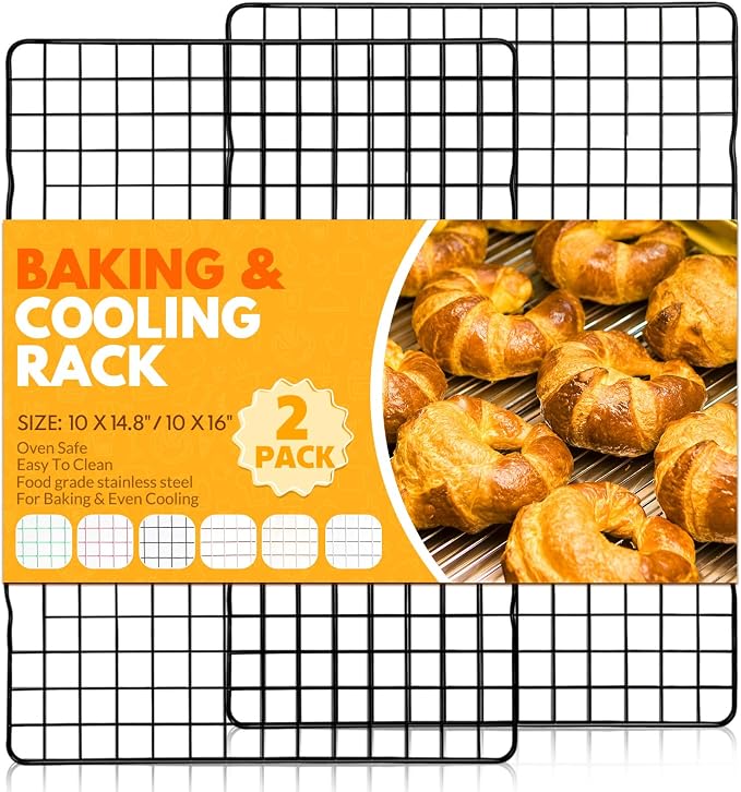 2 PCS Cooling Racks for Cooking and Baking, 14.8x10 Inches Stainless Steel Cooling Rack, Sheet Pan with Wire Rack for Baking Sheet, Bacon Rack Oven Safe Fits Jelly Roll Sheet Pan