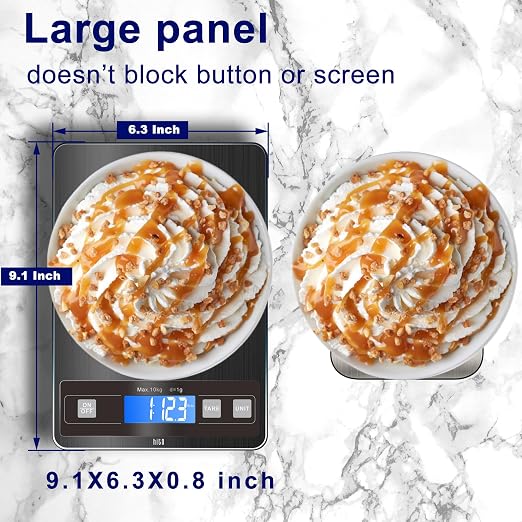 hito Food Scale 33lb Digital Kitchen Scale Rechargeable Waterproof Weight Grams and oz 1g/0.1oz Precise, for Weight Loss, Cooking and Baking, Black