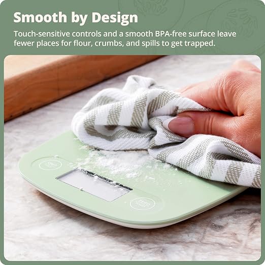 Greater Goods Food Scale – Digital Kitchen Scale, 1g Precision, Easy-Tare & Quick Conversion, Slim Compact Design, Durable & Portable | Ideal for Cooking, Baking & Meal Prep (Sage Green)