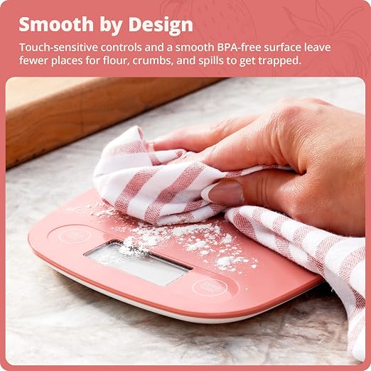 Greater Goods Food Scale – Digital Kitchen Scale, 1g Precision, Easy-Tare & Quick Conversion, Slim Compact Design, Durable & Portable | Ideal for Cooking, Baking & Meal Prep (Coral Pink)