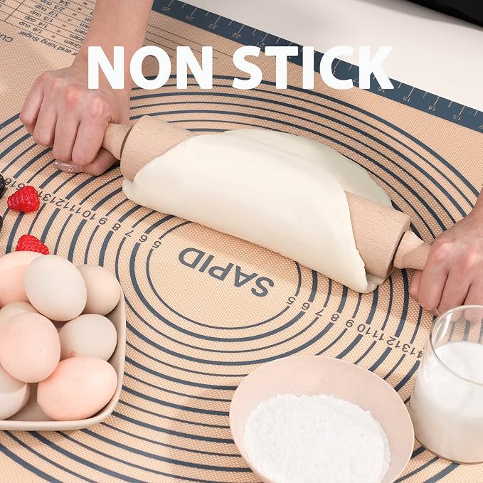 Sapid Thick Silicone Pastry Mat Baking Dough Rolling Extra Large 24" x 36" | Non-slip with Measurements for Non-stick Dough Rolling, Pie Crust, Kneading Mats, Countertop, Placement Mats (Gray)