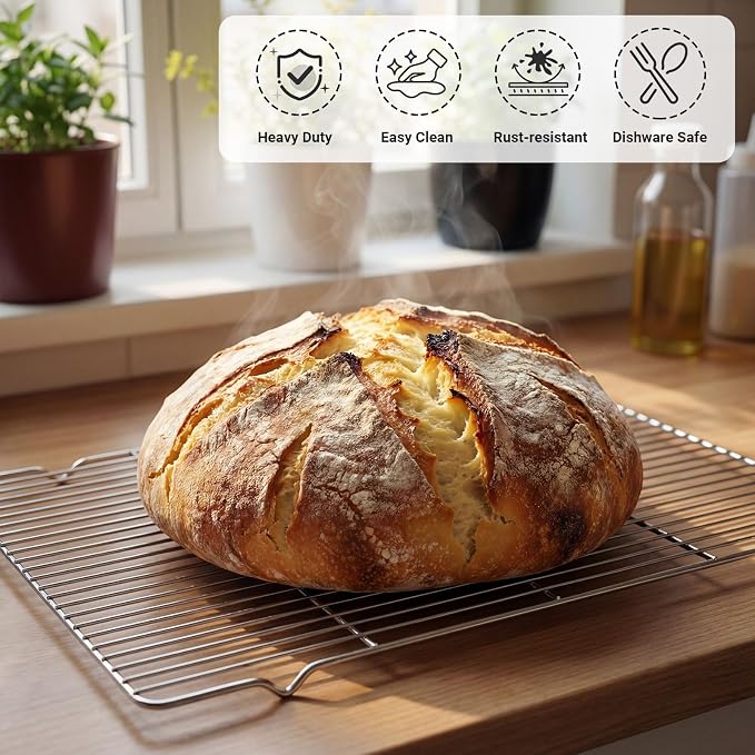 Lounsweer 2 Pack Cooling Racks, 24L x 16W x 1H Stainless Steel Wire Rack for Baking Sheet, Large Cookie Cooling Rack, Oven Safe Cooking Racks for Sheet Pan, Dishwasher Safe, Full Size