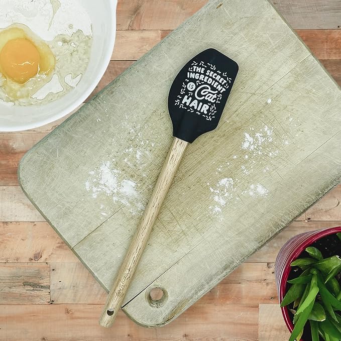 Spatula The Secret Ingredient Is Cat Hair Funny Pet Kitten Humor Unique | Kitchen Gear, Baking Tools, Funny Silicone Scraper Spatula, Graphic , Cool Cat, Sarcastic, Sturdy Wood, Novelty Spatulas for
