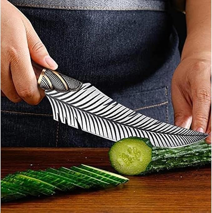 Dream Reach Feather Viking Boning Knife, 6 Inch Professional Viking Knife Meat Cleaver Full Tang with Sheath Gift Box for Outdoor Camping Thanksgiving Gifts for Men Women