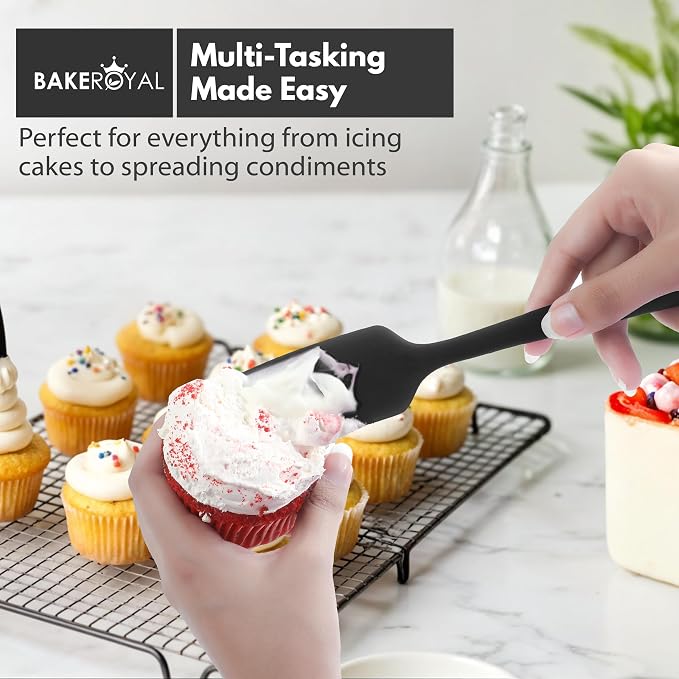 BakeRoyal Silicone Spatulas Set - Black