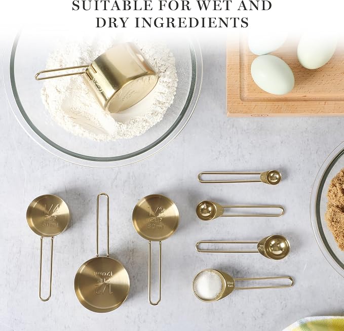 Martha Stewart Richburn 4-Piece Gold Stainless Steel Measuring Cup Set – Durable and Stylish Kitchen Measuring Tools for Baking and Cooking