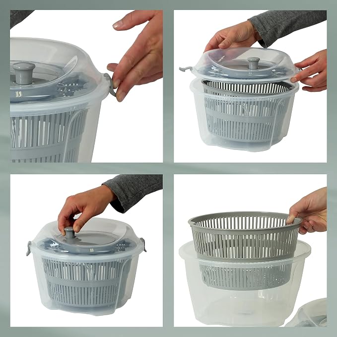 Kela Salad Spinner Mailin 4,4l of Plastic in Grey, 24.5 x 24.5 x 17.5 cm