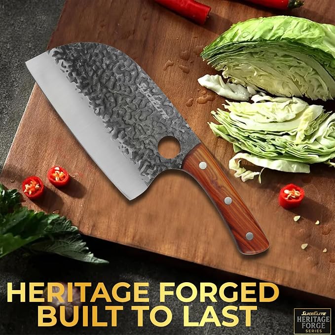 Hand-Forged Professional Butcher Knife (2 PC SET SERBIAN AND CHEF)