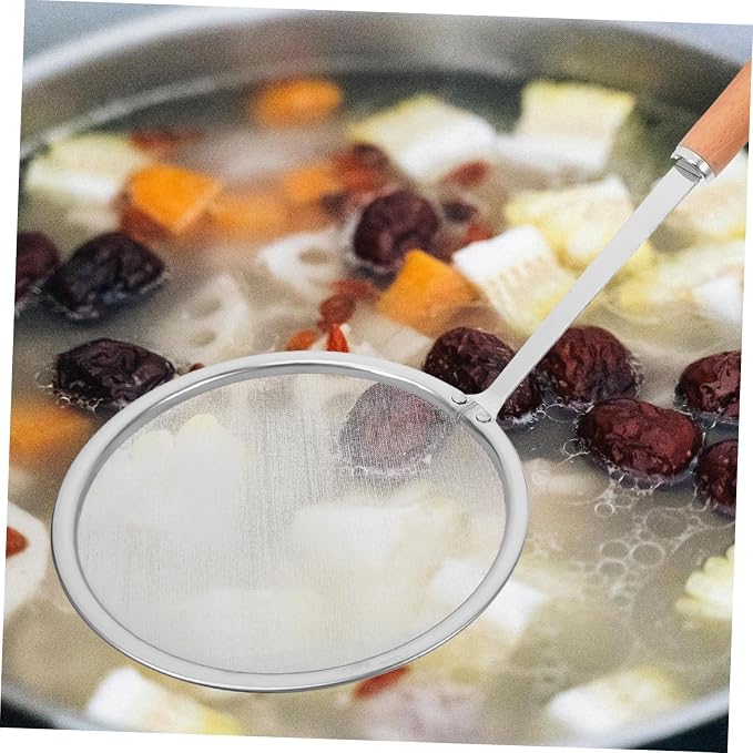 PRETYZOOM Kitchen Colander Ladle Hand Strainer Slotted Spoon Stainless Steel Oil Filter Spoon Cooking Strainer