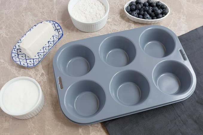 Fox Run Non-Stick Extra Large Muffin and Cupcake Pan, 6 Cup