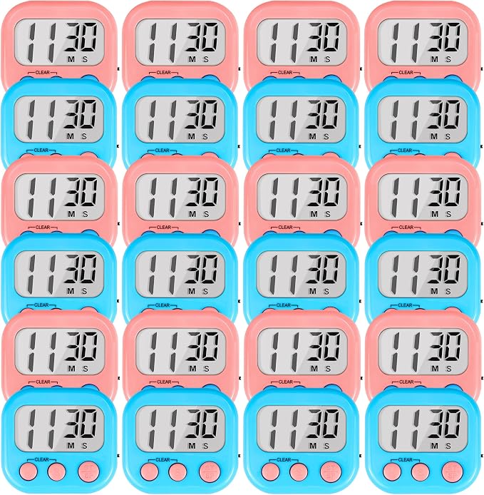 Timer for Kids Teachers Digital Kitchen Timers for Cooking Large Magnetic Classroom Timer 24Pack-Blue Pink