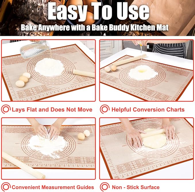Silicone Pastry Mat 34X26 inch Baking mat Perfect for Dough, Pastry, Pie Crust, Fondant, Cookies, Bread, Pasta/Pizza,Pastry Board, Kitchen Counter Mat