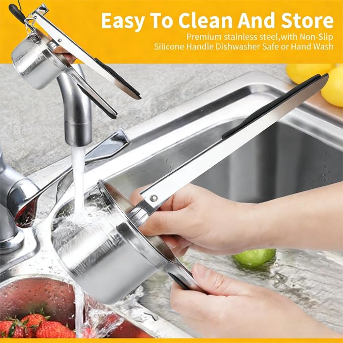 Heavy Duty Stainless Steel Potatoes Ricer and Potato Smasher - Professional Grade Kitchen Tool for Mashing Potatoes, Vegetables & Fruits - Large Capacity Press with Ergonomic Soft Grip Handles