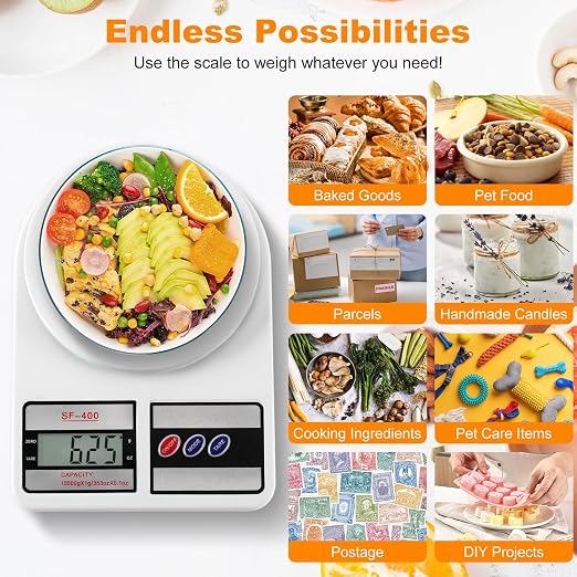 Partyreal Digital Kitchen Scale Capacity, Stainless Steel Food Scale with oz/g Units | Replaceable Battery Power | Ideal for Meal Prep, Cooking, Baking