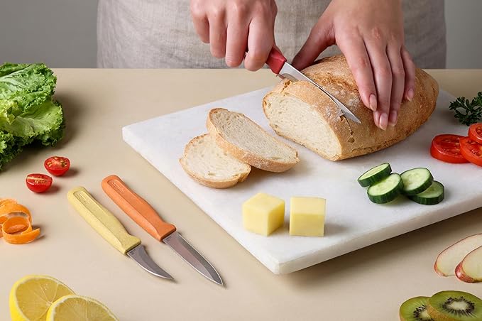 Zyliss Classic 3 Piece Peeling & Paring Knife Set with Straight, Serrated & Curved Blades, Stainless Steel 15° Edge, Ergonomic Wheat Straw Handles, Blade Covers