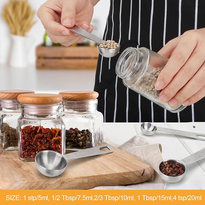 2 PCS 2 Teaspoon(10 mL | 10 cc | 2 Tsp | 2/3 Tablespoon) Stainless Steel Single Measuring Spoon, Easy to Use and Easy to Wash Metal Measuring Spoons Kitchen Gadgets for Cooking & Baking