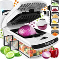 Fullstar Pro Original Vegetable Chopper & Mandoline - Chopper & Mandoline Lids - Food Chopper with Container, Fruit Slicer, Onion Dicer - All-in-One Prep Tool - Kitchen Gadgets & Gifts (8 in 1, White)