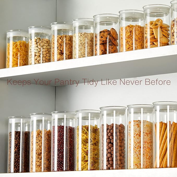 ZENS 27oz Glass Jars with Airtight Lid Set of 2, Clear Glass Storage Containers, Glass Kitchen Canisters with Airtight Lids, Coffee Jars for Brown Sugar, Pantry Organization | Thick Borosilicate Glass Canisters with Airtight Lids for Herbs, Thick Boros...