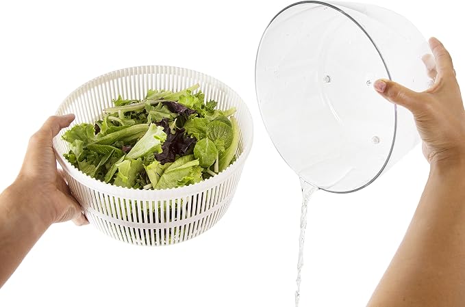 Ozeri Italian Made Fresca Salad Spinner and Serving Bowl, BPA-Free,White, 4.4 qt