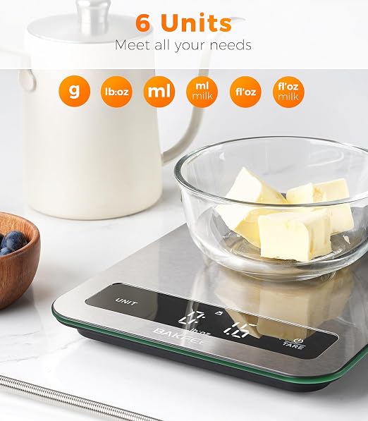 100% Waterproof Food Scale, IP67 Digital Kitchen Scale, Rechargeable (USB-C), 0.1oz/1g Precision, 22lb Capacity, Stainless Steel & Tempered Glass, for Cooking, Making Sourdough Bread, Grey