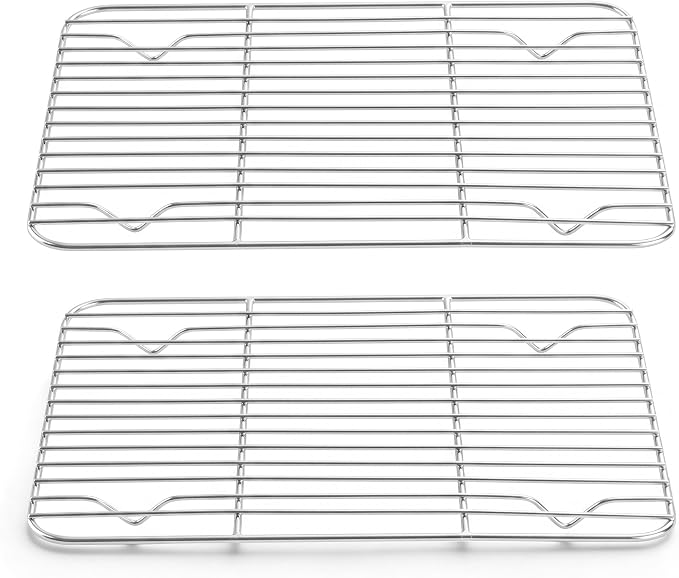 Herogo 2 Pack Cooling Rack, 9.6” x 7.4” Stainless Steel Baking Racks | Rust-resistant & Heavy-duty, Oven & Dishwasher Safe, Baking Cooking Wire Rack, for Cookie Bread Bacon