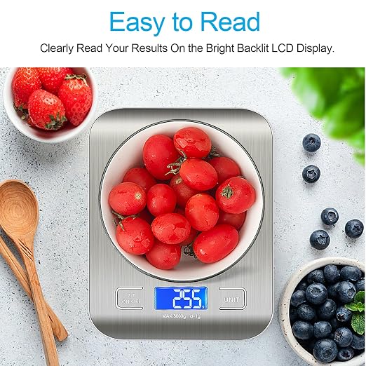 Food Scale, Kitchen Scale, Weight Scale Grams and Ounces | Weight Scale Grams and Ounces, For Weight Loss, Baking, Cooking, Keto and Meal Prep, LCD Display, 304 Stainless Steel