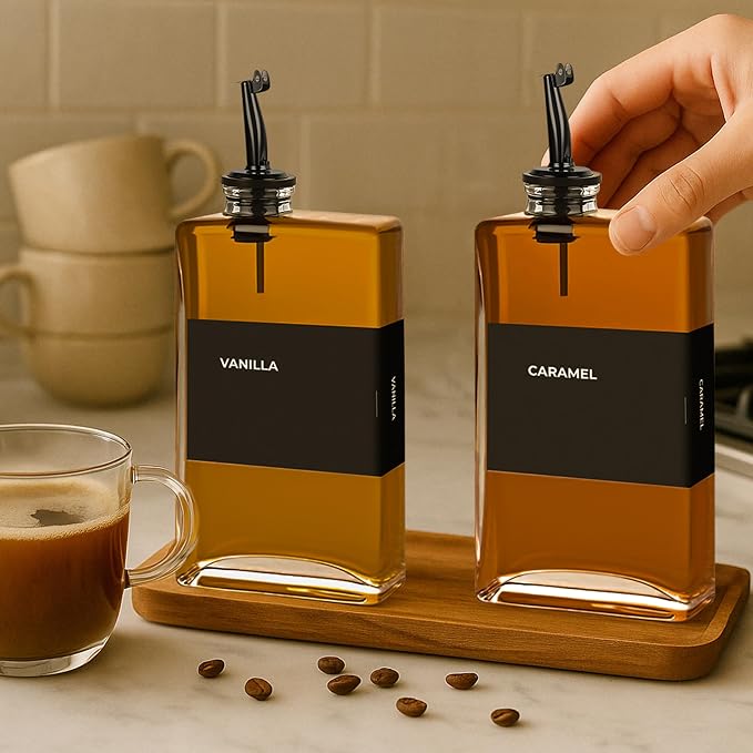 Glass Oil Dispenser for Kitchen, Olive Oil Dispenser Bottle, 2 Pack, Black