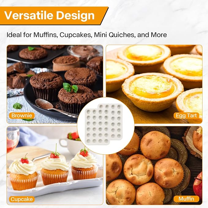 2-Pack 24-Cup Mini Muffin Pan, Ceramic Nonstick Cupcake Tin for Bite-Sized Treats