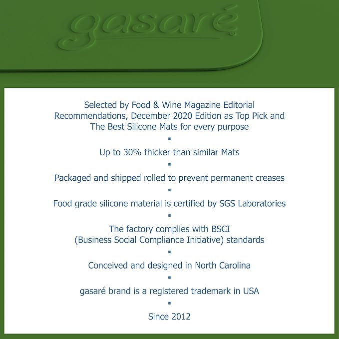 GASARÉ, Set of 2, Extra Large, Thick, Silicone Mats for Kitchen Counter, Heat Resistant Mats, Countertop Protector, Non-Slip, Easy to Clean, 25 x 17 Inches x 1.4mm, Green