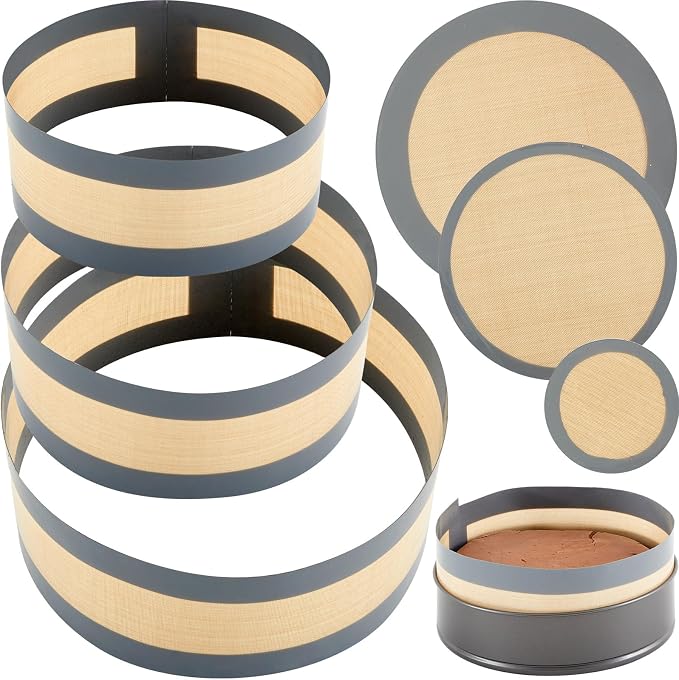 Honeydak 3 Set Silicone Baking Mat for 6, 8, 10 Inch Springform Pan Protector Nonstick Reusable Cake Pan Liners for Cheesecake Baking Prevent Sticking to Bottom & Side, Easy Release & Clean(Gray)