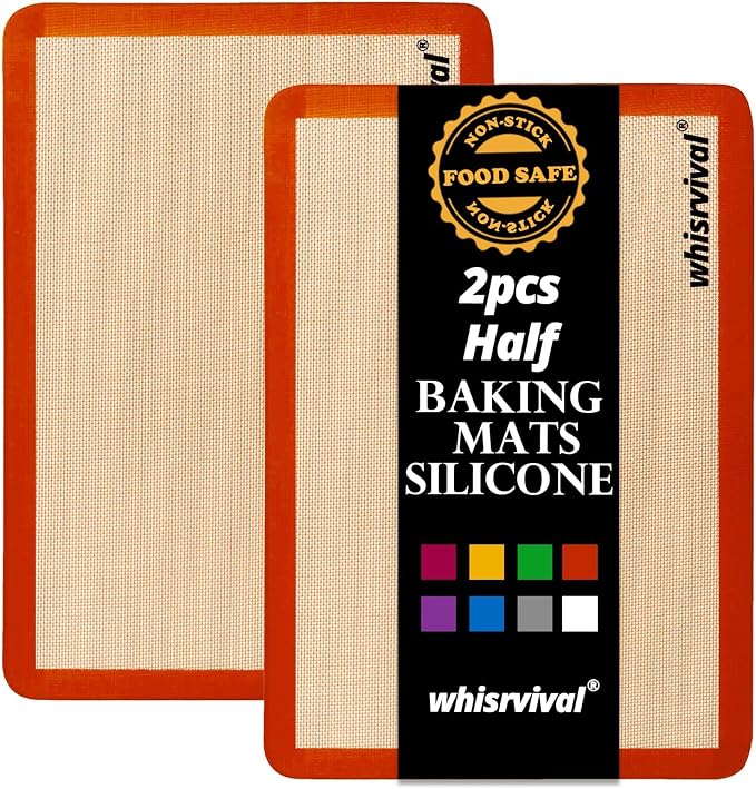 Silicone Baking Mat, Reusable Silicone Baking Sheets for Oven, 2Pcs Half Sheet(16.5"x11.6") Non-Stick (Orange) | Reusable Silicone Baking Sheets for Oven(Orange)