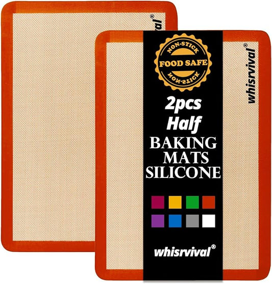 Silicone Baking Mat, Reusable Silicone Baking Sheets for Oven, 2Pcs Half Sheet(16.5"x11.6") Non-Stick (Orange) | Reusable Silicone Baking Sheets for Oven(Orange)