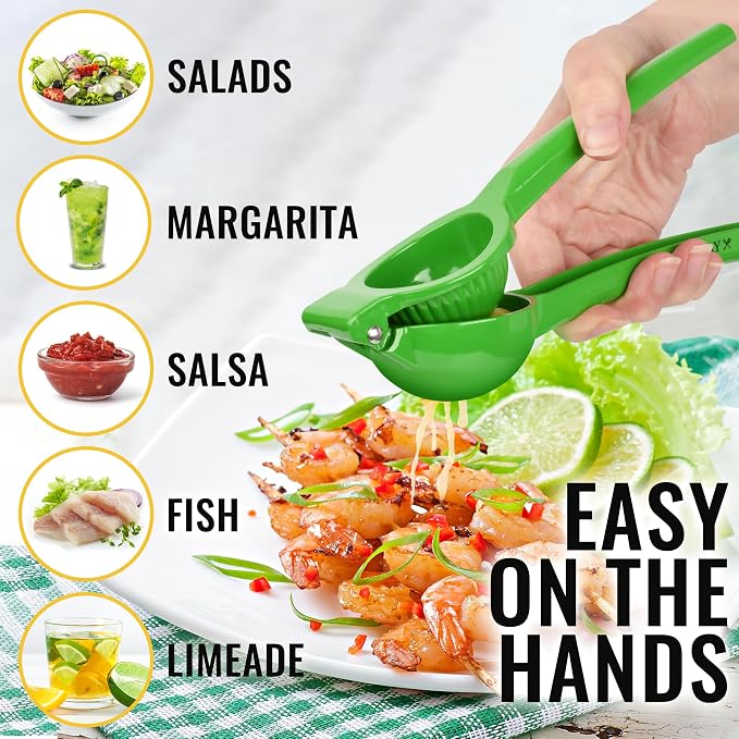 Zulay Metal Lime Squeezer – Heavy-Duty Citrus Juicer for Maximum Juice Extraction – Easy Manual Press for Limes & Lemons – Durable & Ergonomic Hand Juicer - Green