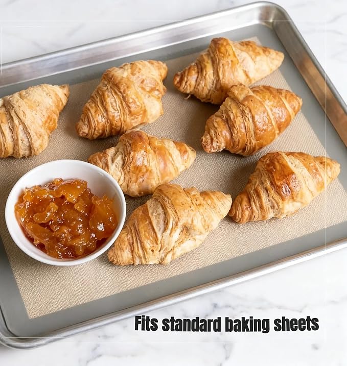 Silicone Baking Mats - Full Size Baking Sheet Liners, Pack of 2, Gray | Oven Safe, Non-Stick Silicone Baking Sheet Liner, Perfect For Baking Macarons Cookies, Pastry & Cakes, 16 x 24 in (40x60 cm)