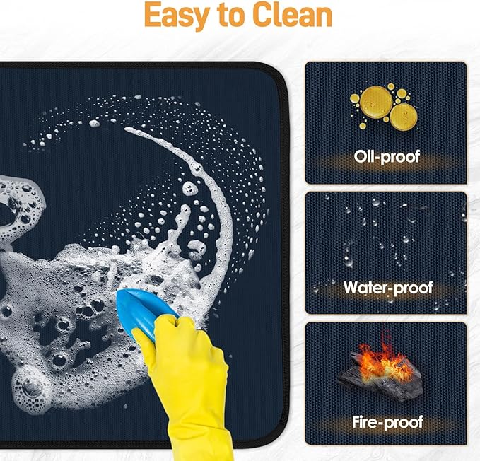 2 PCS Heat Resistant Mats for Countertop Air Fryer, 20x16in, Blue | 1022 ℉ Fireproof mat, air fryer accessories for ninja, cosori, waterproof hot pads for kitchen toaster, oven, coffee maker